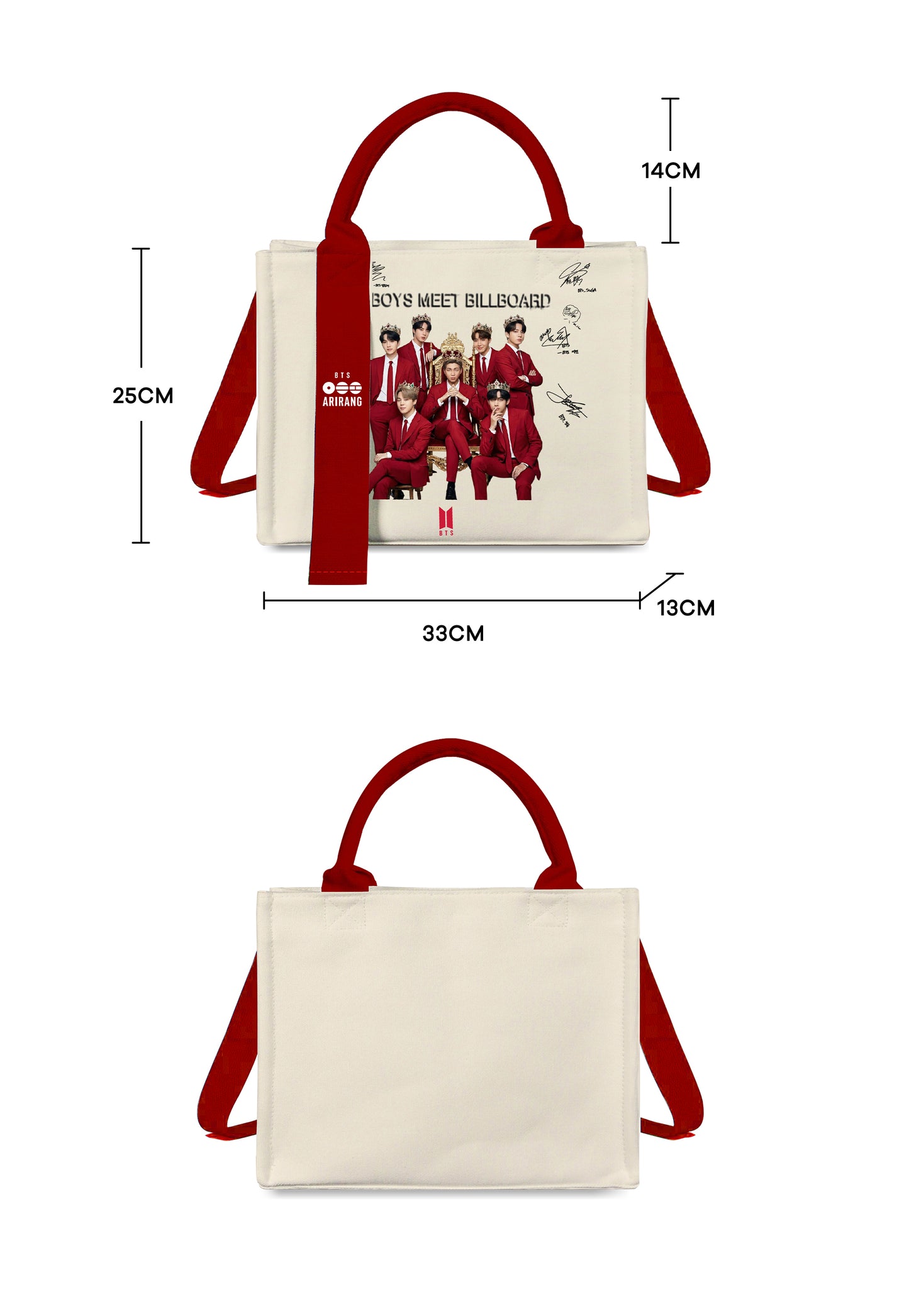 Anidoo BTS ARIRANG Canvas Tote Bag Large Capacity Handbag Lightweight and Durable Daily Commute & School Bag Fan Merchandise for Collection and Support