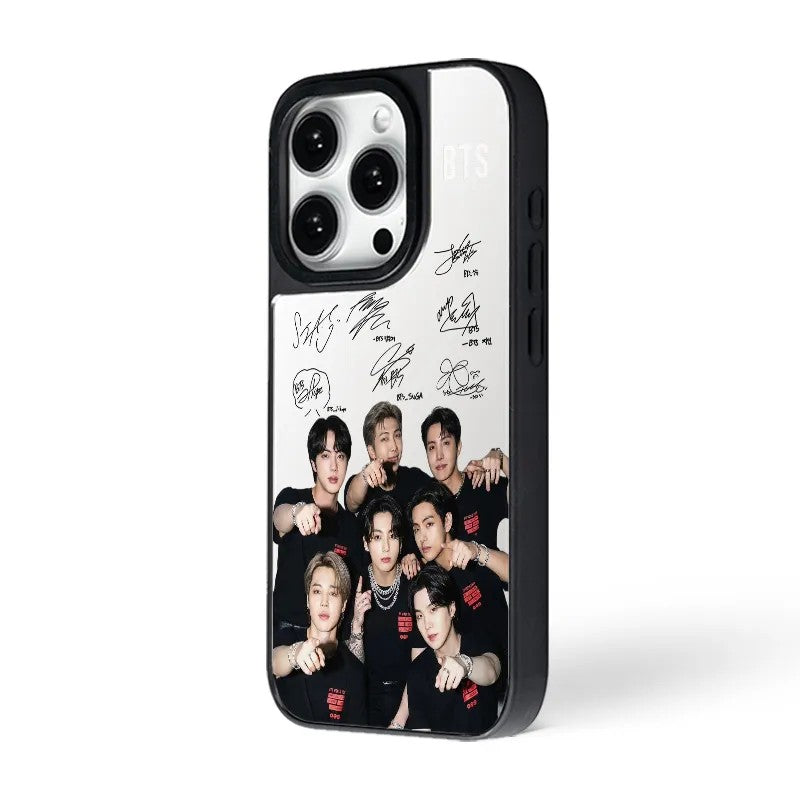 Anidoo BTS Mirror Phone Case for iPhone 17/16/15 TPU Protective Glossy Cover Fan Merchandise Gift-D