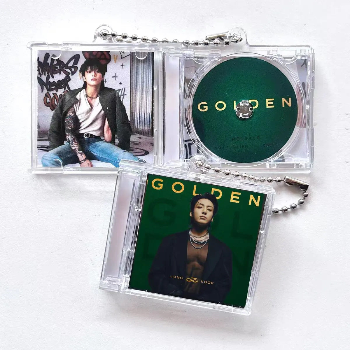 Anidoo Jeon Jungkook NFC Mini CD Keychain BTS GOLDEN Series Acrylic Bag Pendant Fan Merchandise