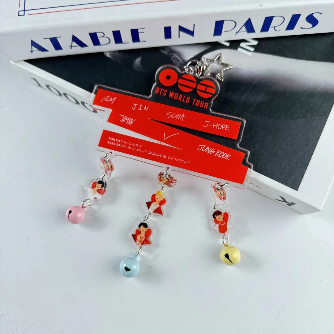Anidoo BTS / ARIRANG World Tour Acrylic Wind Chime Keychain Member Character Charms With Bells Fan Merchandise