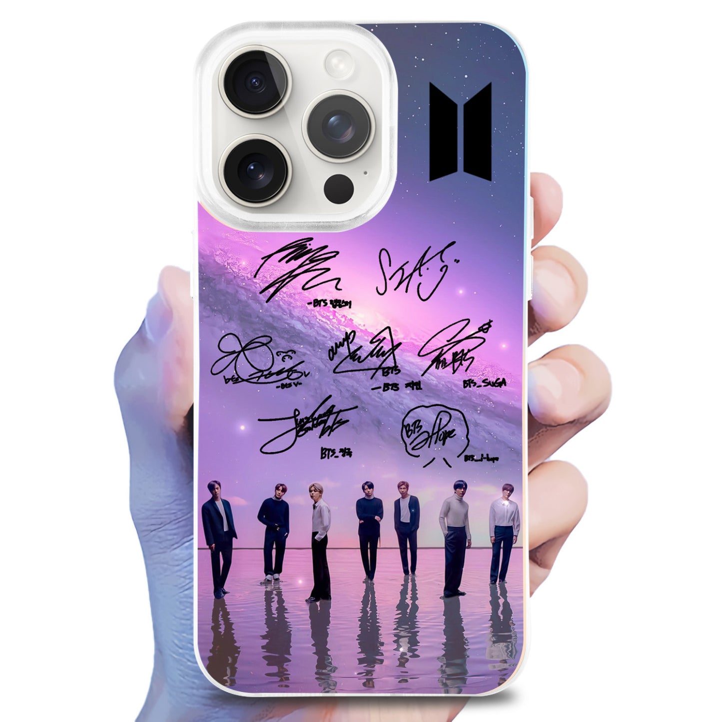 Anidoo BTS Luminous Light Up Phone Case for iPhone 15 16 17 Soft TPU Slim Shockproof Protective Cover Fashion Fans Gift Merchandise