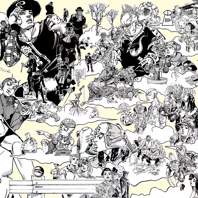 JOJO's Bizarre Adventure The JOJO Lands Silk Scroll Art