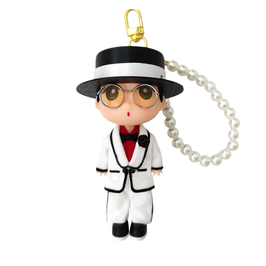 G-DRAGON Black Hat White Suit Doll Keychain 5.12 Inch