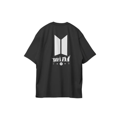 Anidoo BTS Printed Cotton Short Sleeve T Shirt Black Spring Summer Lightweight Comfortable Fan Tee