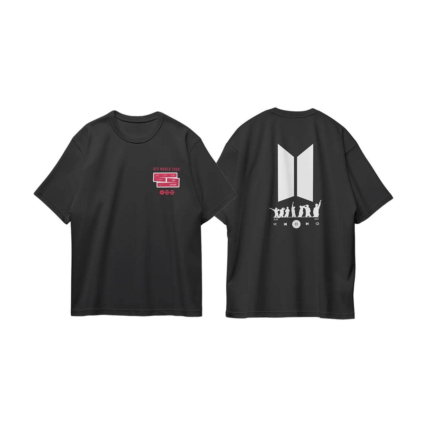Anidoo BTS Printed Cotton Short Sleeve T Shirt Black Spring Summer Lightweight Comfortable Fan Tee