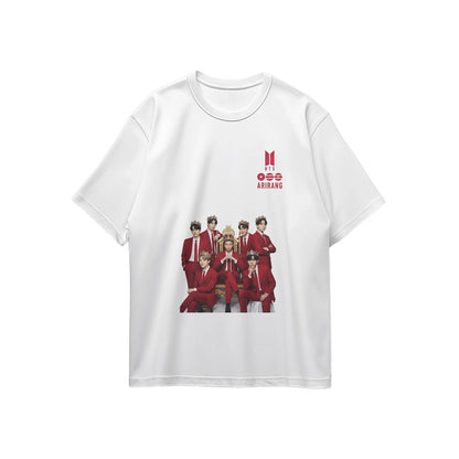 Anidoo BTS White Short Sleeve Cotton Printed Support T Shirt Spring Summer Casual Fan Merchandise