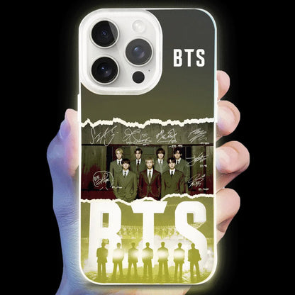 Anidoo BTS  Luminous Light Up Phone Case for iPhone 17 16 15 Series Slim Lightweight Protective Case Fan Gift -C