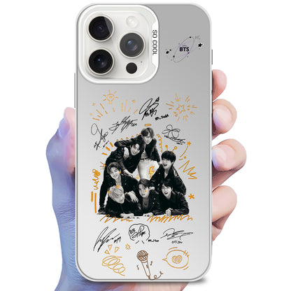 Anidoo BTS Mirror Phone Case Silver for iPhone 17/16/15  TPU Protective Glossy Cover Fan Merchandise Gift