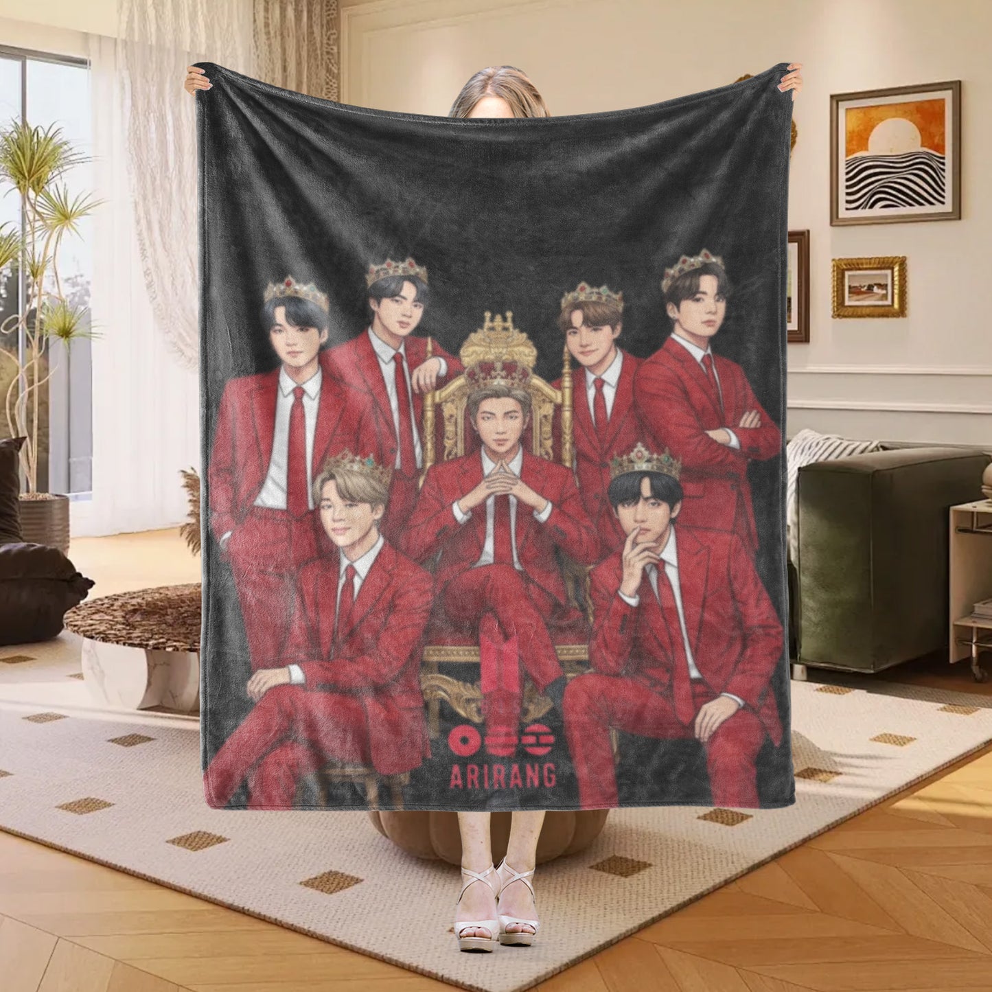 BTS ARIRANG Double Sided Blanket Lightweight Warm Fan Merchandise 3 Sizes -B