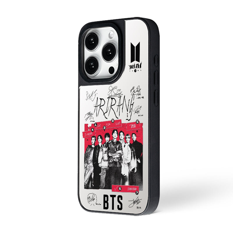 Anidoo BTS Mirror Phone Case Silver for iPhone 17/16/15  TPU Protective Glossy Cover Fan Merchandise Gift