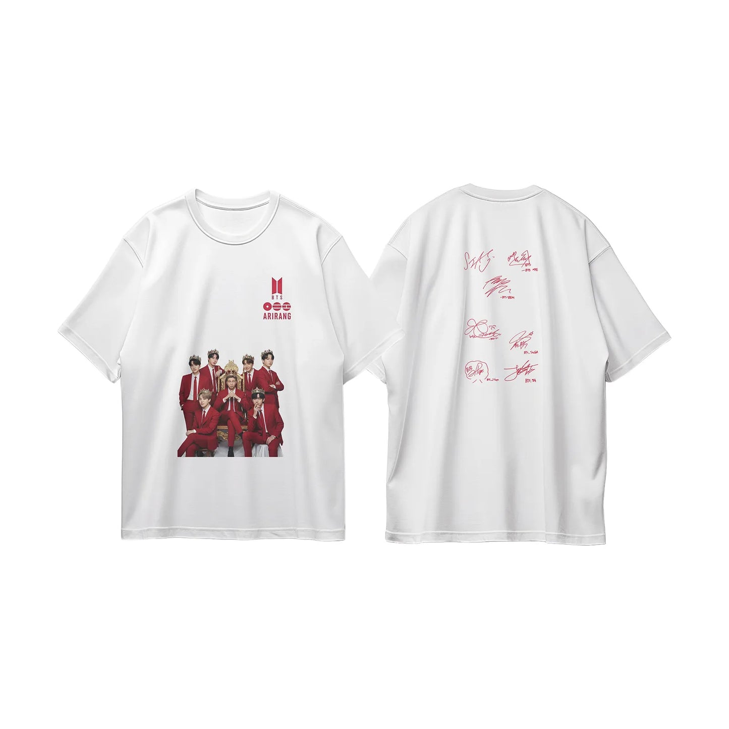 Anidoo BTS White Short Sleeve Cotton Printed Support T Shirt Spring Summer Casual Fan Merchandise