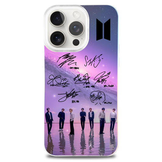Anidoo BTS Shiny Mirror Surface Phone Case for iPhone 15 16 17 Soft TPU Shockproof Slim Protective Cover Stylish Fans Gift Merchandise