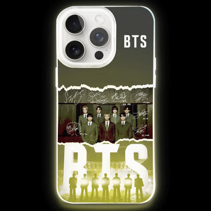 Anidoo BTS  Luminous Light Up Phone Case for iPhone 17 16 15 Series Slim Lightweight Protective Case Fan Gift -C