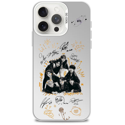Anidoo BTS Mirror Phone Case Silver for iPhone 17/16/15  TPU Protective Glossy Cover Fan Merchandise Gift