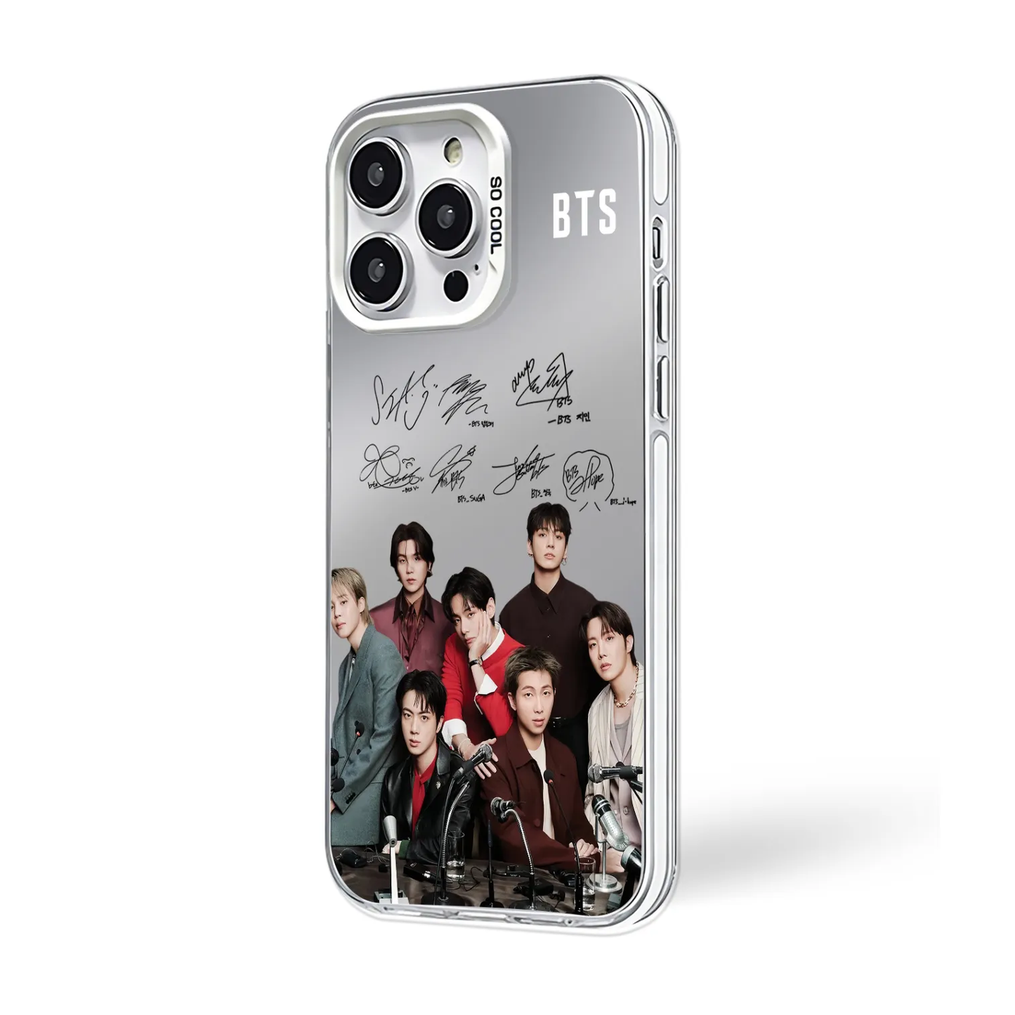 Anidoo BTS ARIRANG Mirror Phone Case Silver   for iPhone 17/16/15  TPU Protective Glossy Cover Fan Merchandise Gift