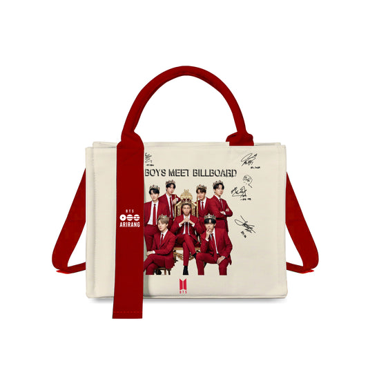 Anidoo BTS ARIRANG Canvas Tote Bag Large Capacity Handbag Lightweight and Durable Daily Commute & School Bag Fan Merchandise for Collection and Support