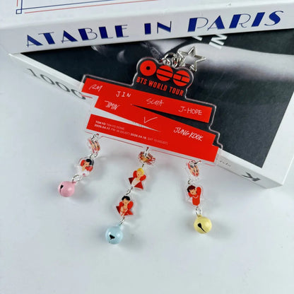 Anidoo BTS / ARIRANG World Tour Acrylic Wind Chime Keychain Member Character Charms With Bells Fan Merchandise