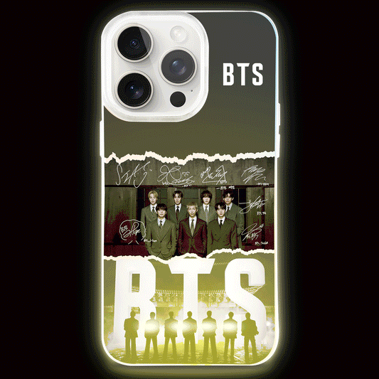 Anidoo BTS  Luminous Light Up Phone Case for iPhone 17 16 15 Series Slim Lightweight Protective Case Fan Gift -C