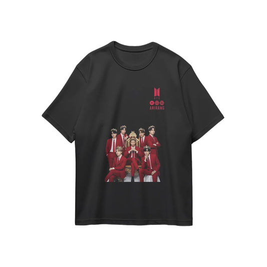 Anidoo Jungkook Cotton Printed Support T Shirt Black Casual Soft Breathable Short Sleeve Tops for Fans Daily Wear