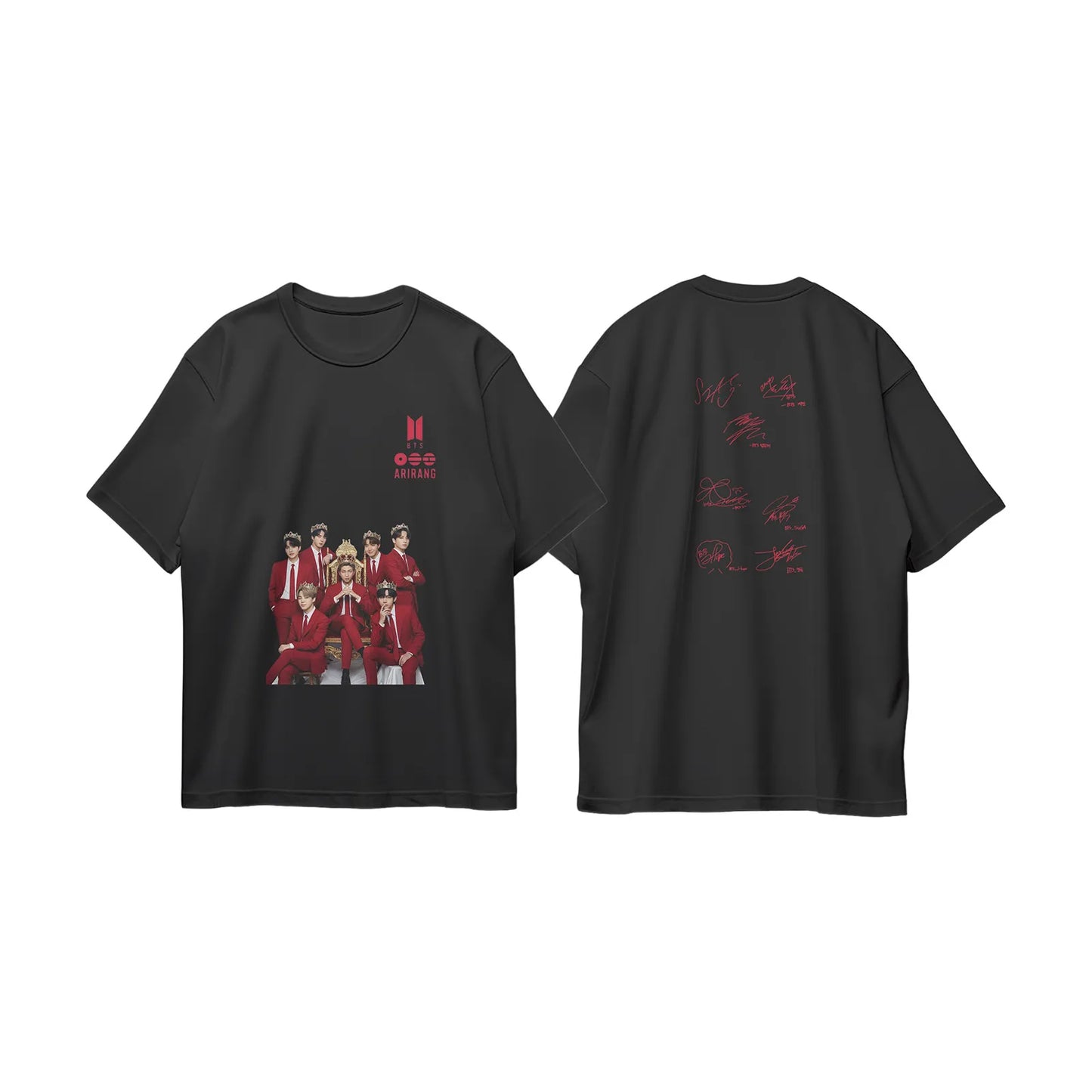 Anidoo Jungkook Cotton Printed Support T Shirt Black Casual Soft Breathable Short Sleeve Tops for Fans Daily Wear