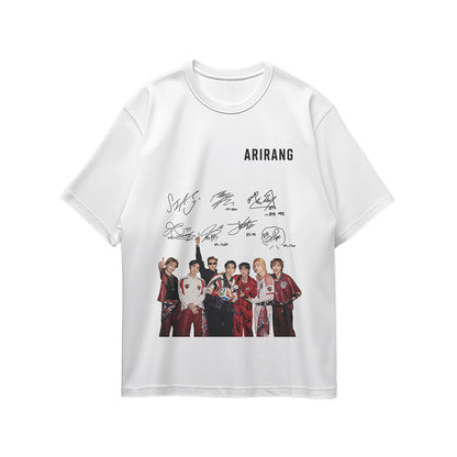 BTS ARIRANG Cotton Graphic T-Shirt White Breathable Fan Merch -A