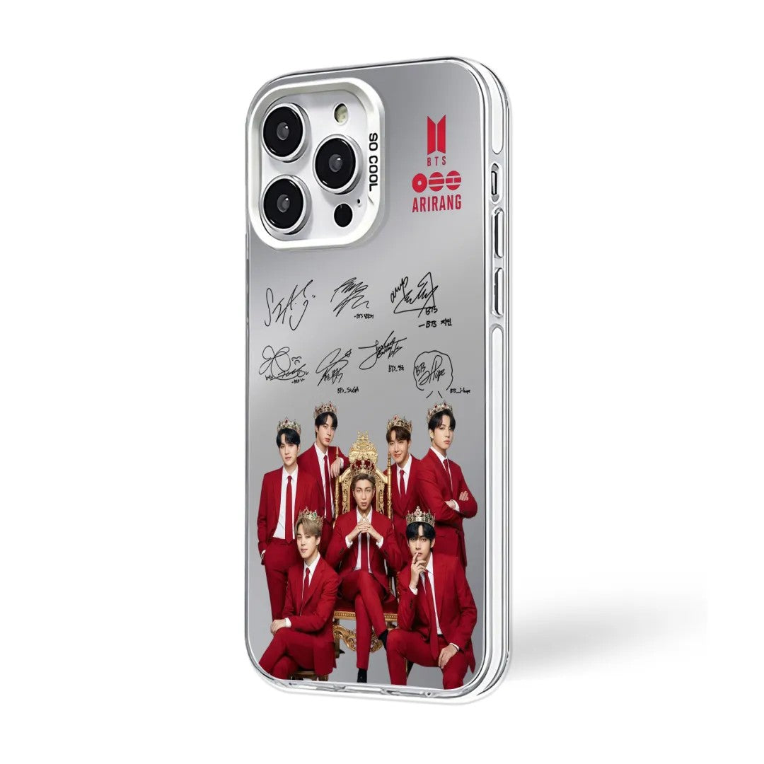 Anidoo  BTS Mirror Phone Case  for iPhone 17/16/15  TPU Protective Glossy Cover Fan Merchandise Gift-E