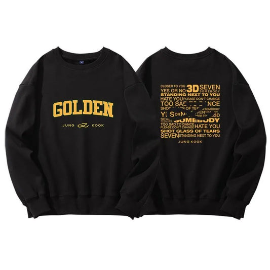 Anidoo BTS Thick Heat Insulation Black Cotton Long Sleeve Sweatshirt Warm for Autumn Winter Unisex