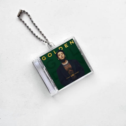 Anidoo Jeon Jungkook NFC Mini CD Keychain BTS GOLDEN Series Acrylic Bag Pendant Fan Merchandise