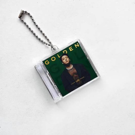 Anidoo Jeon Jungkook NFC Mini CD Keychain BTS GOLDEN Series Acrylic Bag Pendant Fan Merchandise