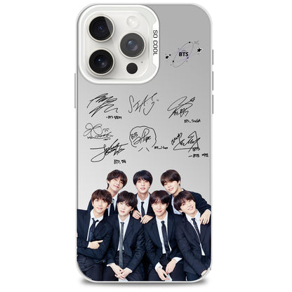 Anidoo BTS Mirror Phone Case Silver for iPhone 17/16/15  TPU Protective Glossy Cover Fan Merchandise Gift