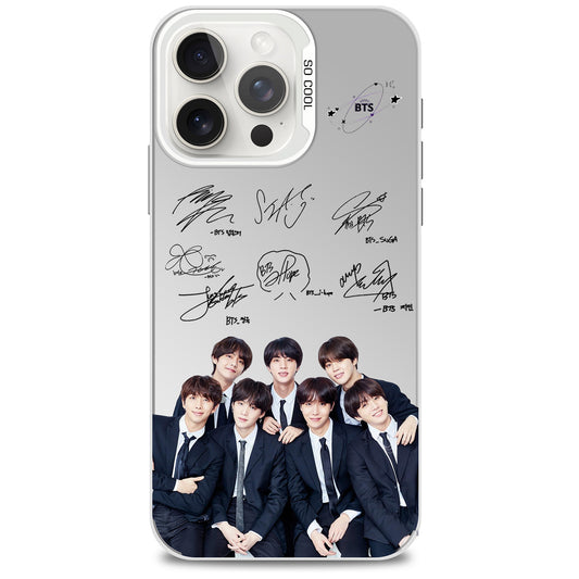Anidoo BTS Mirror Phone Case Silver for iPhone 17/16/15  TPU Protective Glossy Cover Fan Merchandise Gift